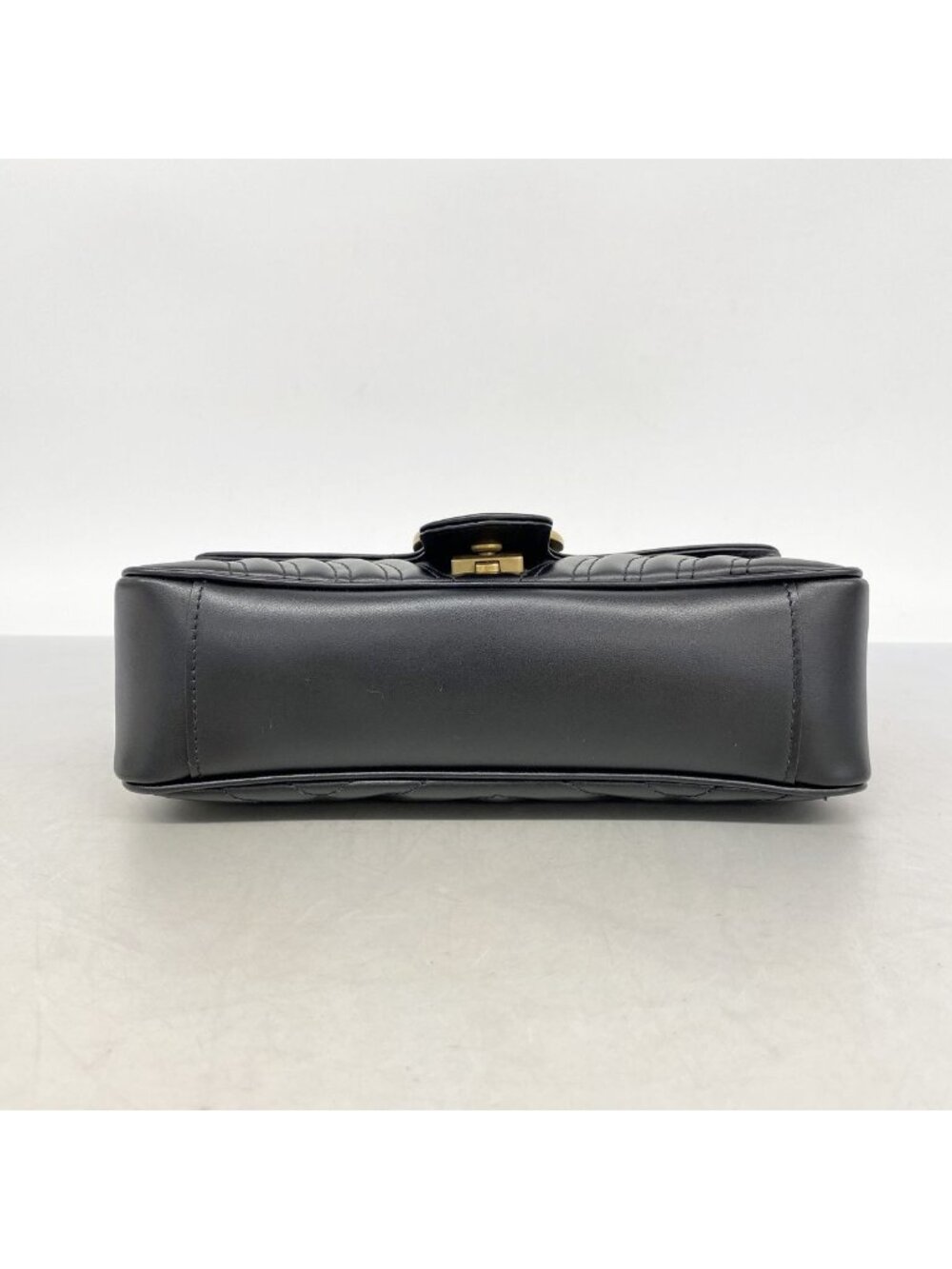Gucci Shoulder Bag GG Marmont Leather Black Gold - Picture 3 of 12